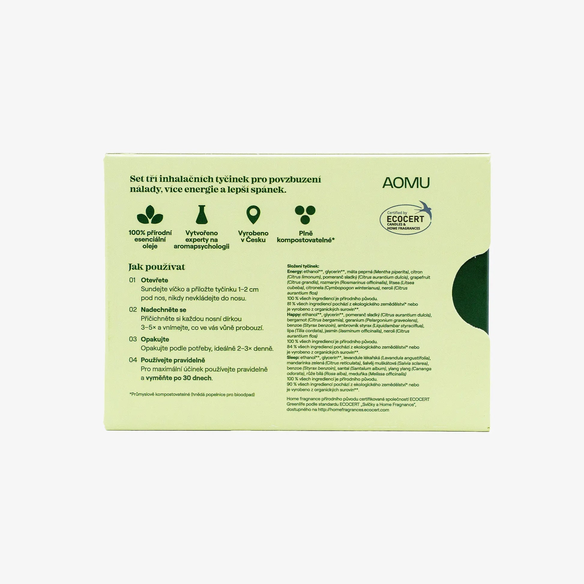 Aomu Startovací balíček inhalačních tyčinek - Happy, Energy a Sleep