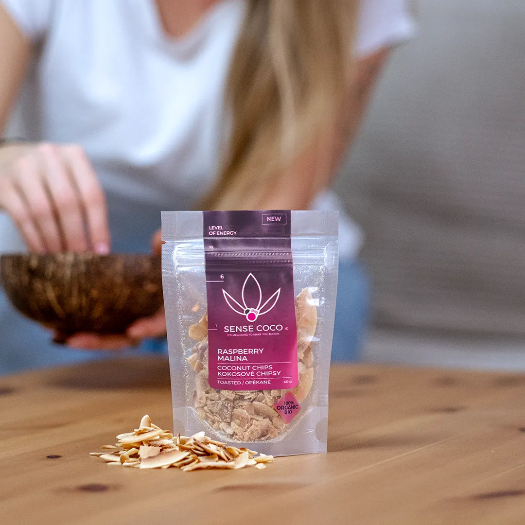 Sense Coco Bio kokosové chipsy malinové 40 g