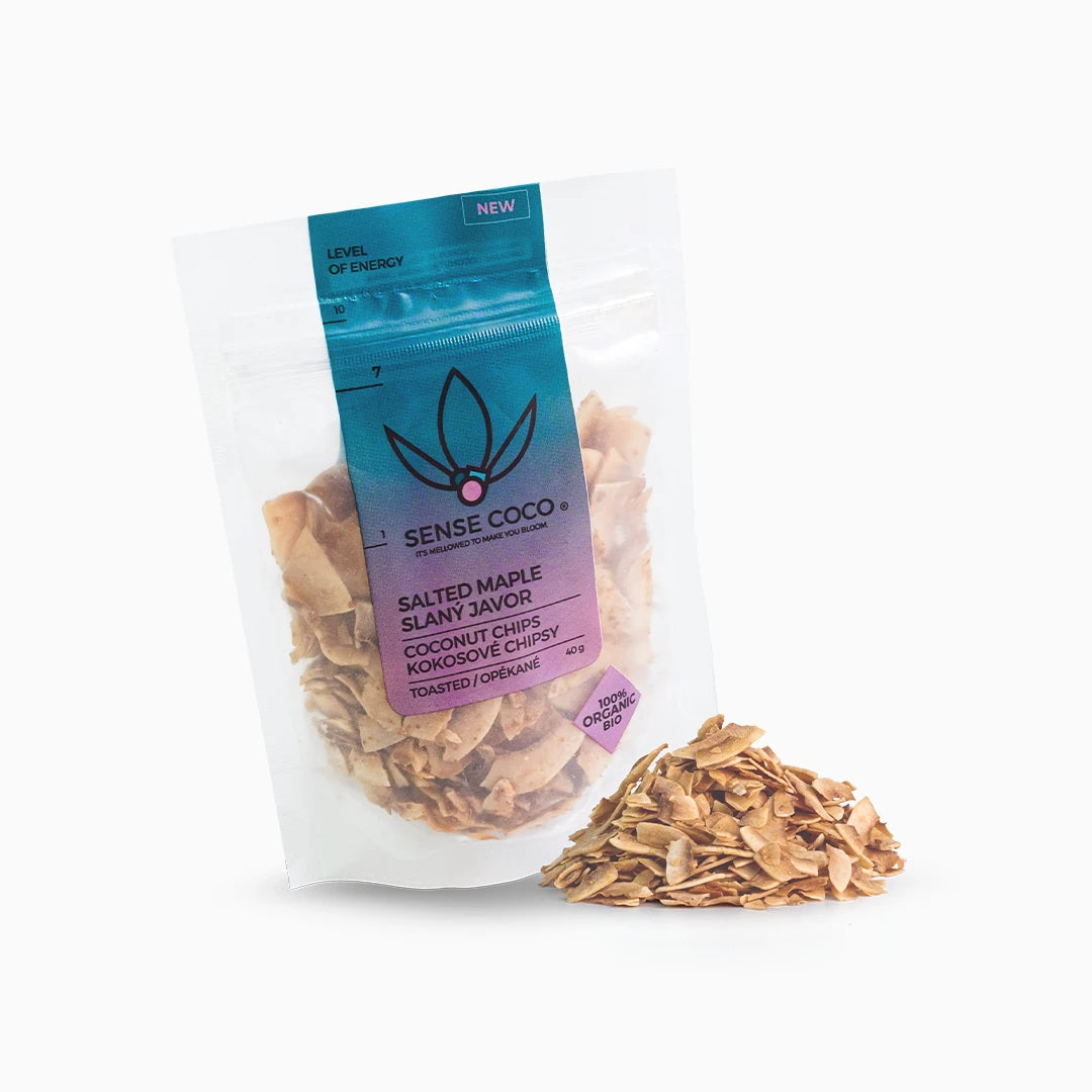 Sense Coco Bio kokosové chipsy slaný javor 40 g