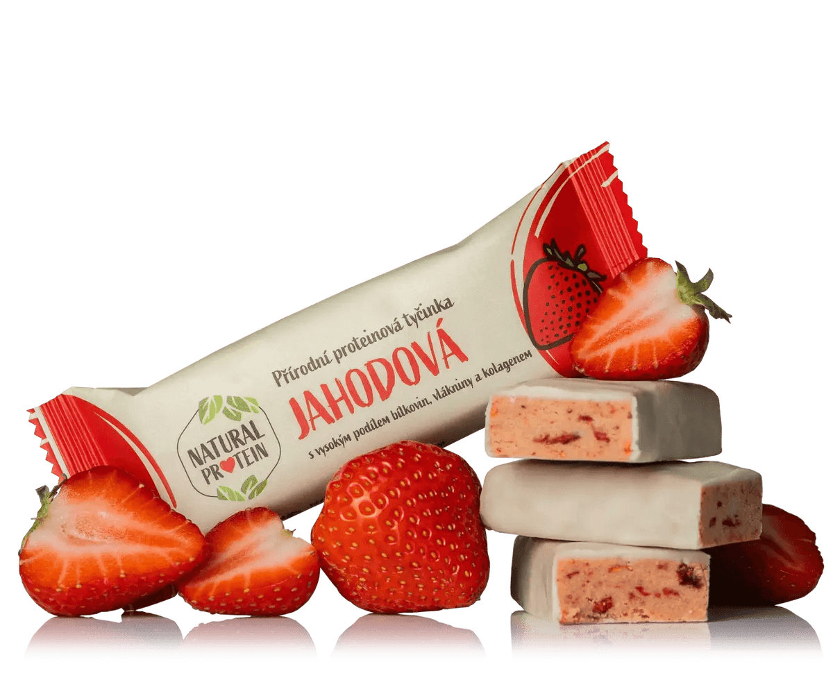 NaturalProtein Proteinová tyčinka s kolagenem - Jahodová (50 g)