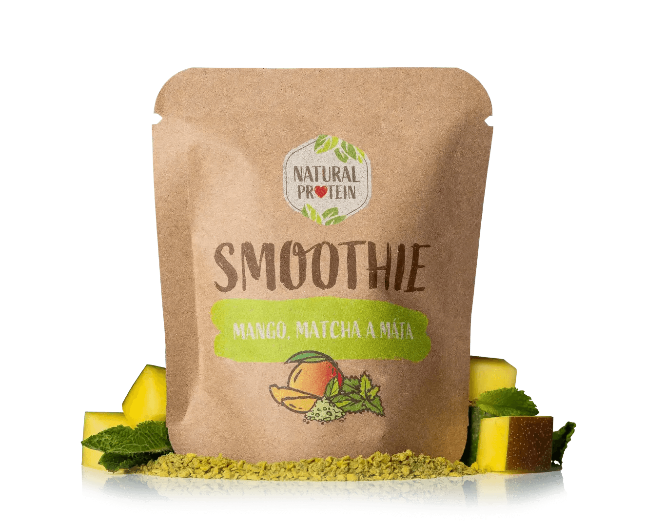 NaturalProtein Smoothie - Mango + matcha + máta (20 g)