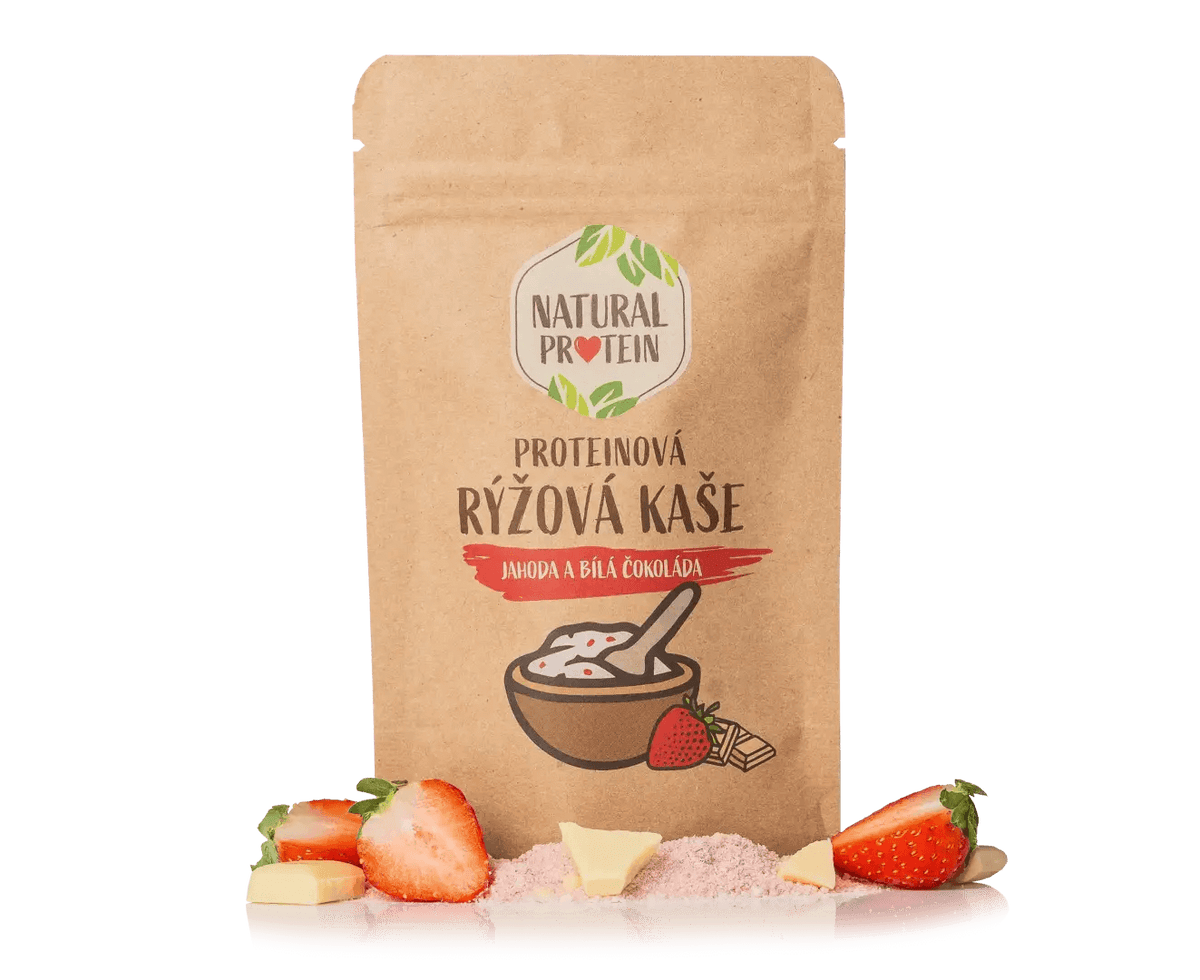 NaturalProtein Proteinová rýžová kaše - Jahoda a bílá čokoláda (60 g)