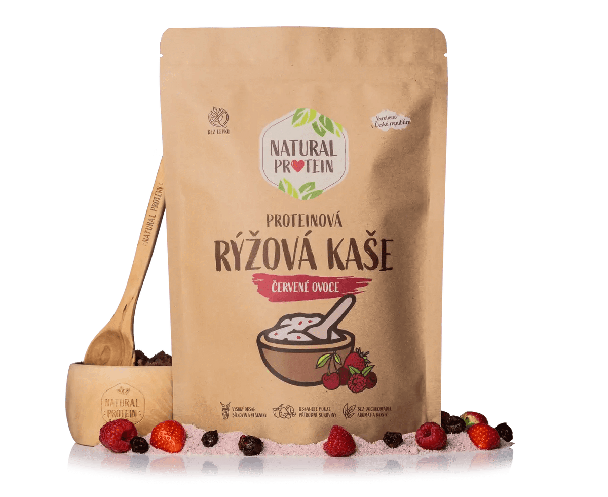 NaturalProtein Proteinová rýžová kaše - Červené ovoce (480 g)