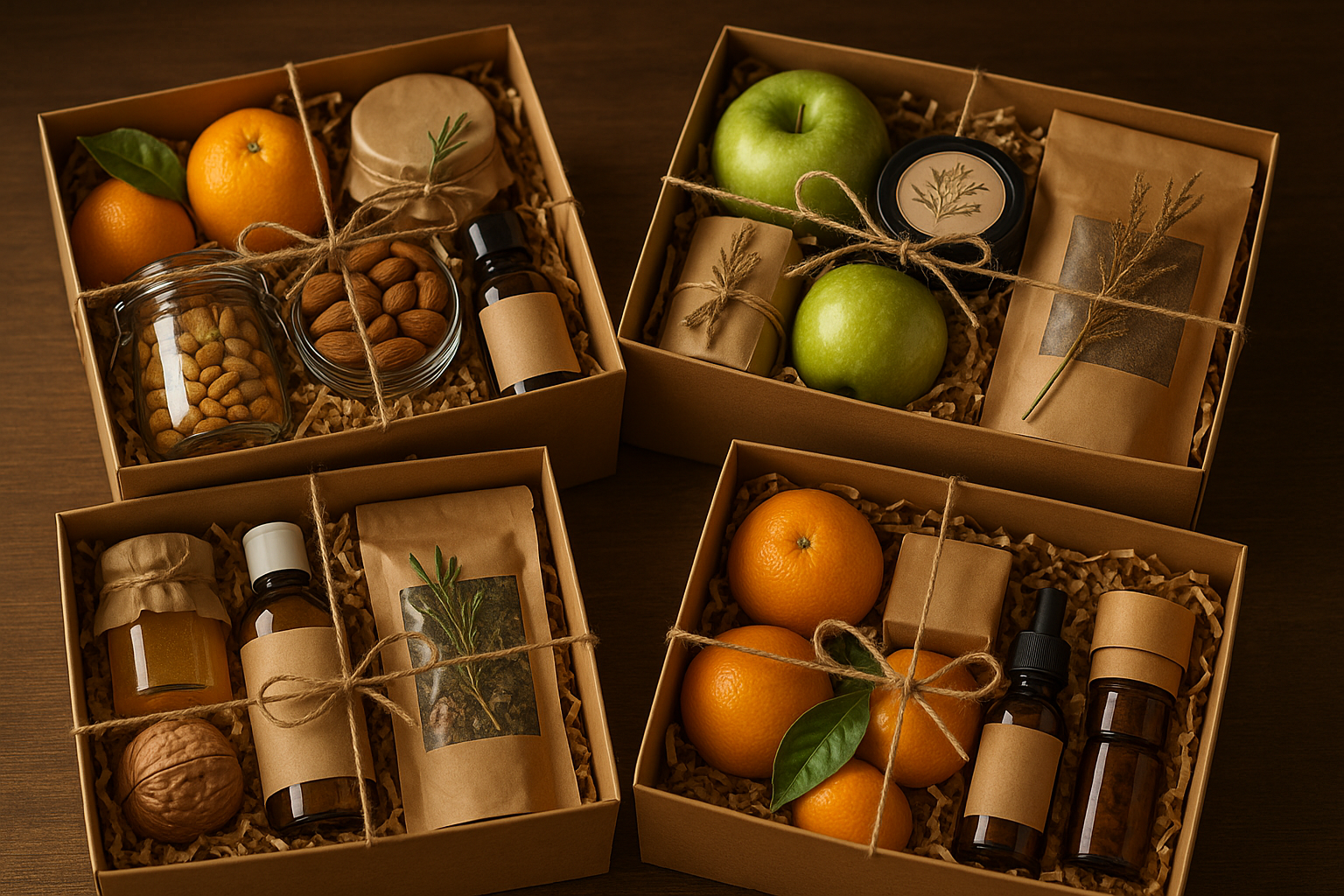 beautiful gift boxes as company gift full of natural and healthy products
