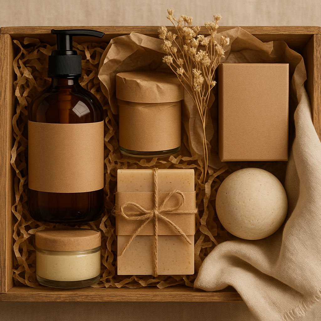 Beautiful gift pack for our customer contains many of our products .. naturaly packed