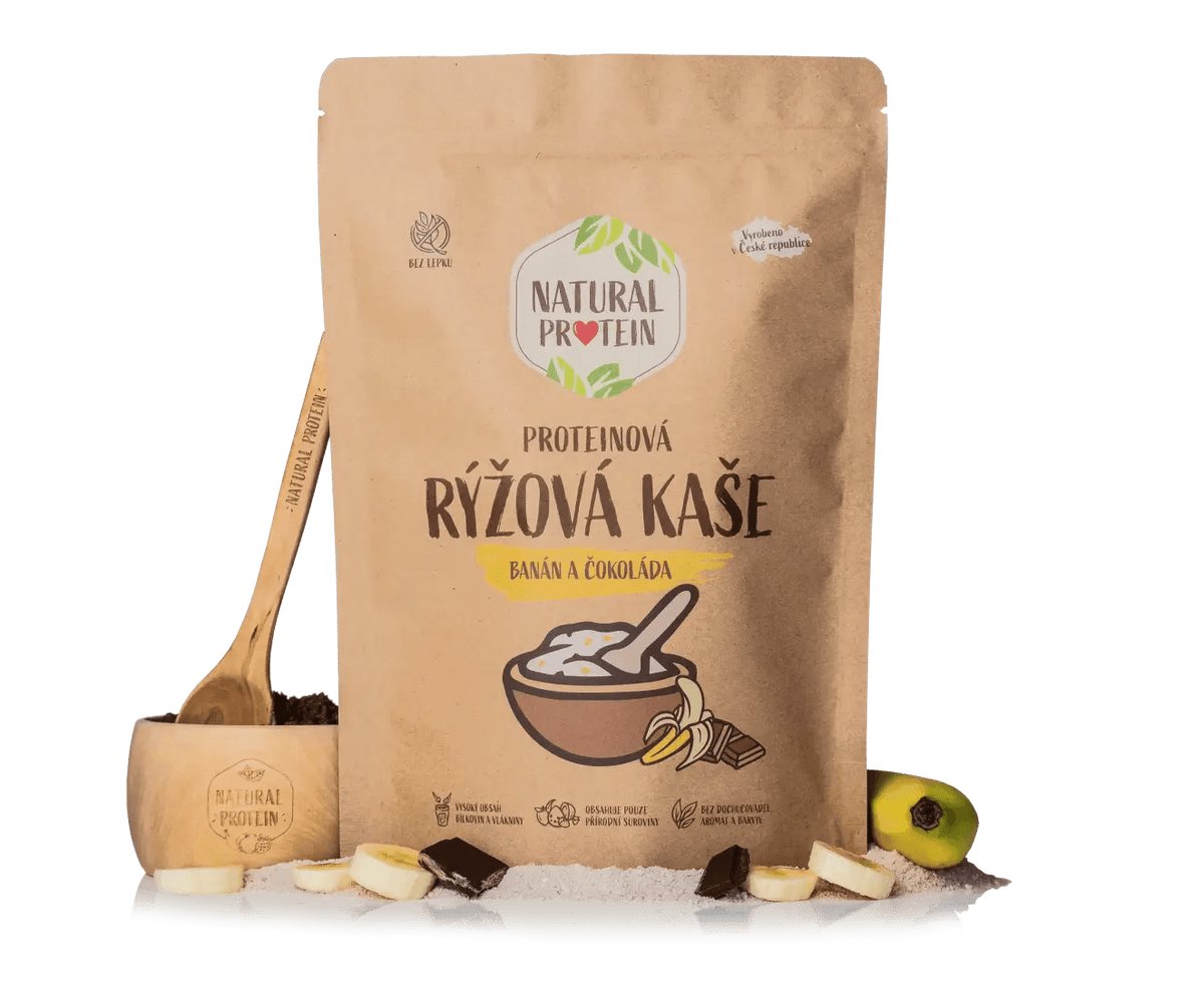 NaturalProtein Proteinová rýžová kaše - Banán a čokoláda (480 g)