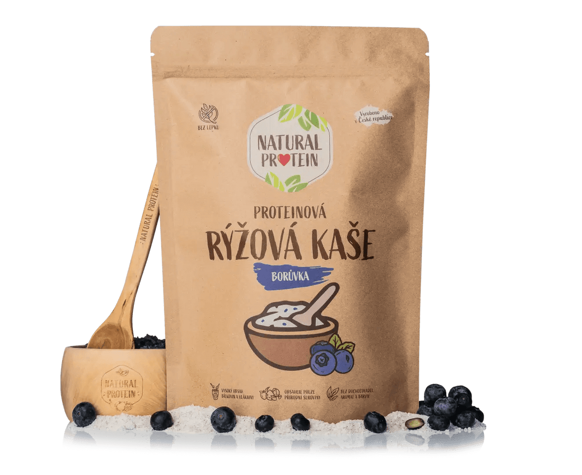 NaturalProtein Proteinová rýžová kaše - Borůvka (480 g)
